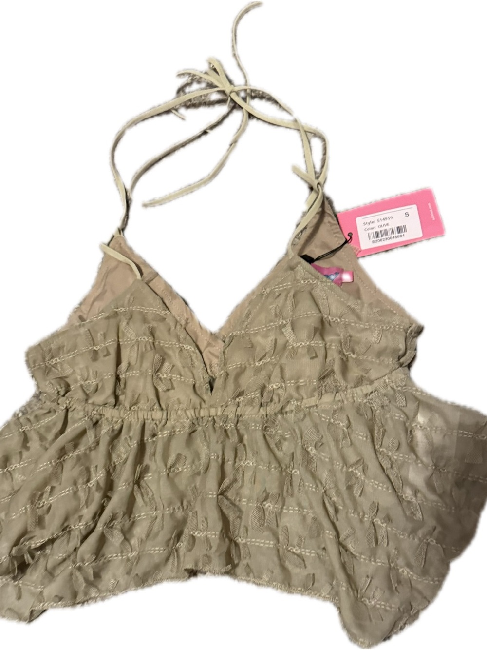 Edikted Olive Halter Ruffle Camisole size small NWT